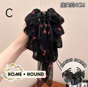 HOME + HOUND Floral ribbon clip womens new bow style half tied hair ponytail clip