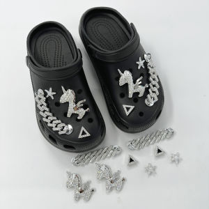 8Pcs Crocs Jibbitz Charms 3D Pegasus Bow Buckle Removable Diamond Studded Shoe Chain Decoration for Crocs