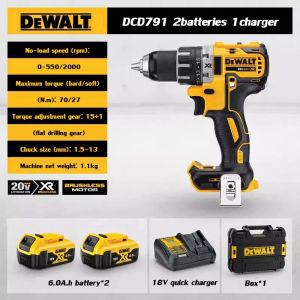 Dewalt DCD791 20V MAX XR Brushless Lithium-Ion 1/2 in. Cordless Drill Driver Kit    With battery charger and tool case