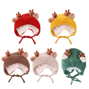 Antlers Christmas Hat Antlers Thicken Plush for Holiday Comfort Liner Christmas New Year Symbol Caps with White Liner