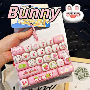 Cute Cartoon 26-Key Keyboard Keychain Fidget Toy Stress Relief Pendant Bag Accessory For Kids Adults