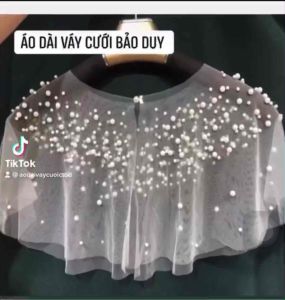 Áo choàng váy cưới áo choàng dạ hội đính hạt trai siêu lấp lánh
