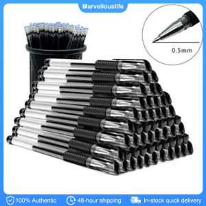 10PCSGel Pen 0.5mm Black Ink Gel Pens Refills Rod Gel Pen For School Office Stationery