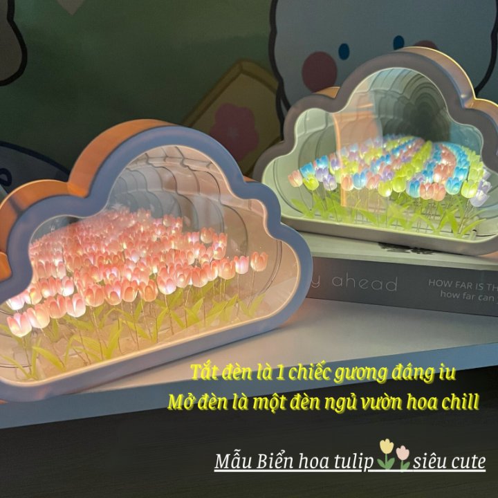 Mới Đèn ngủ Tulip hình Đám Mây Tráng Gương Handmade Trang Trí Phòng Ngủ ...