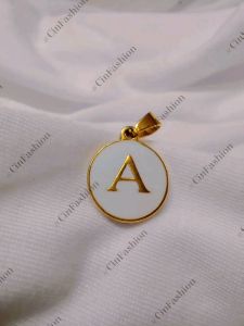 Stainless Gold Letter White Pendant