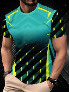 Summer Mens Simple Sports T-Shirts Short Sleeves 3D Printed Casual Quick-Drying Gym Tees Tops Fitness Plus Size Mens Clothing
