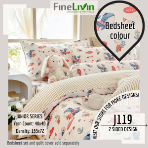 [FineLivin] [SINGLE/SUPER SINGLE] | Kids Bedsheets |100% Pure Cotton| Fitted Bedsheet/Quilt Cover[J-1]