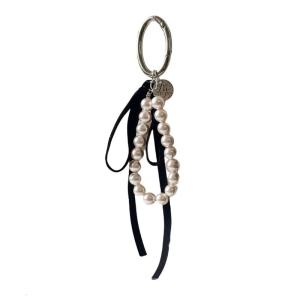Sweet Ribbon Bowknot Pearls Keychain Pendant Fashion Keyring Backpack Decoration Lovely Hangings Ornament