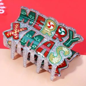 NALANILI  tuyến Kẹp tóc hình ông già Noel Acrylic Hình Dáng Ông Già Noel Kẹp tóc Giáng sinh Ngọt ngào Ngôi nhà tuyết Kẹp Tóc Lễ Hội Dành cho phụ nữ