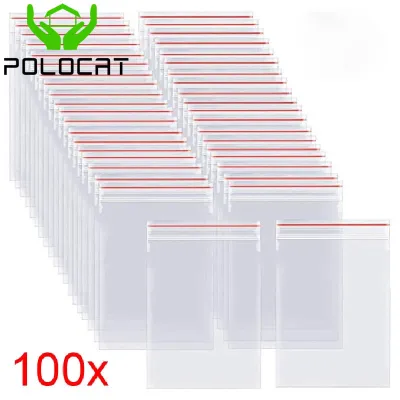 Polocat 100pcs / pack resealable ziplock bags self seal clear plastic bag vacuum reusable food storage package fresh bag