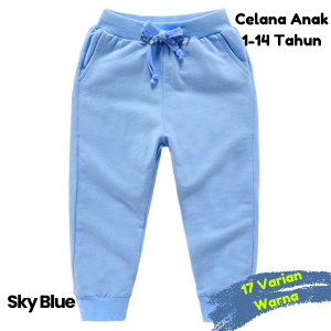 Celana Joger Sweatpant Panjang Anak Jogger Santai Training Olahraga Size S M L XL XXL Lakilaki Cowok Perempuan Usia 1-14tahun Motif Polos Bahan Fleece Premium