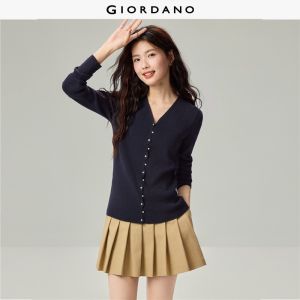 Giordano Beau Monde Women V-neck twisted placket slim cardigan Free Shipping 13356671