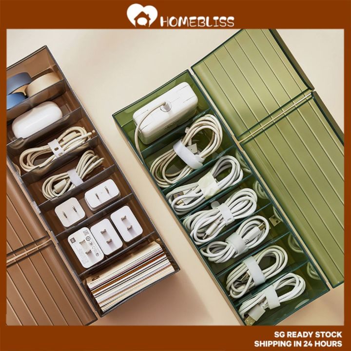 7 Grids Data Cable Organiser Cable Management Box Charging Cable