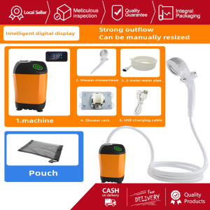 Portable Outdoor Shower Pump IPX7 with Strong Flow Digital Display and USB Charging - High-Quality Camping Survival Kit