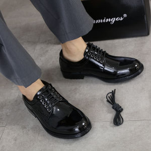 classic Mens black leather school office security shoes