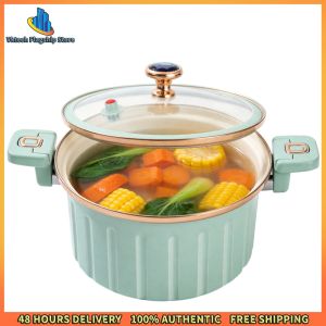 Vktech 8L Electric Multi Cooker with Non-Stick Double Handles and Enamel Lining for Home Kitchen Cooking