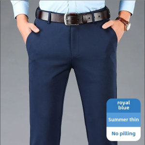 local shipping Mens Mulberry Silk Casual Pants 2025 Summer High Elasticity Thin Business