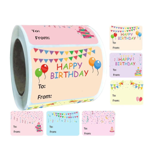 300Pcs Adhesive Wrapping Label 50x38mm Birthday Name Sticker for Scrapbooking Envelopes Candy Bag Wrapping Decoration