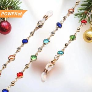 【PCWFKef】 Được làm bằng tay kính chuỗi cho ánh sáng mùa hè sang trọng ngọc trai pha lê màu xanh hải quân treo chuỗi Thời Trang Chống mất mắt chuỗi