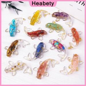Heabety Crystal Stone Gravel Lucky Koi Fish Figurine Resin Mini Quartz Fancy Carp Statue Home Decor Desk Ornament Gift