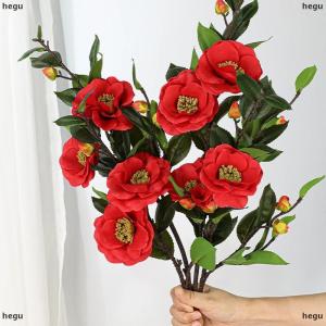 [COD] hegu ดอกไม้ปลอมดอกคาเมลเลียทำจากผ้าไหมดอกคาเมลเลียประดิษฐ์คุณภาพสูง58ซม. สำหรับงานประดิษฐ์ในบ้านสวนงานแต่งงานห้องนั่งเล่นของตกแต่งสำนักงาน