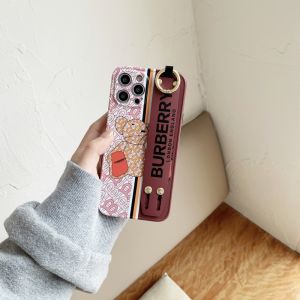 CrashStar Luxury Bear Shockproof Phone Case With Wristband For iPhone 14 13 12 11 Pro Max Plus Fashion Soft Phone Casing With Holder Stand Bracket Cute Phone Cover Shell Top Seller