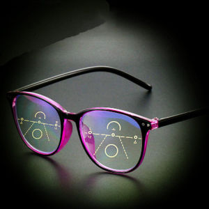 At5แว่นตาอ่านหนังสือแบบต่อเนื่องหลายระยะสำหรับผู้ชายผู้หญิงแว่นตากันกรอบสีฟ้าแบบคลาสสิคไซส์ใหญ่พิเศษพร้อมเกรด + 1.0ถึง + 4.0