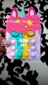 Tas Selempang Anak Viral Tiktok Pop It Unicorn Rainbow Pink Silikon Unyu Gemoy Lucu