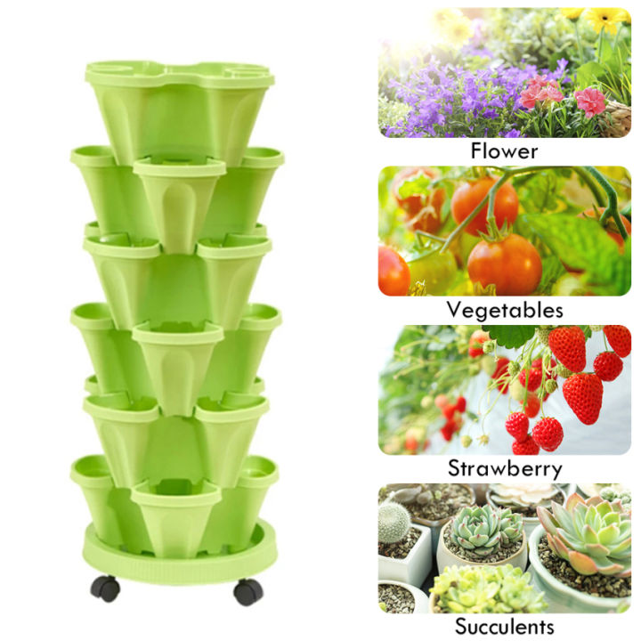 Stack Up Type Stack-Up Type Stereoscopic Flower Pot Plastic Stackable Vertical Flower ...