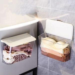J2UQR3 Transparent Underwear Storage Box Plastic Wall-Mounted Underwear Storage Organizer Luxury Waterproof Underwear Storage Basket Home