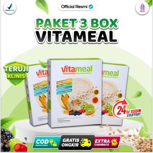 Vitameal Multigrain Paket 3 Box - Sereal Rendah Gula dengan Stevia untuk Diabetes & Kolesterol Alami