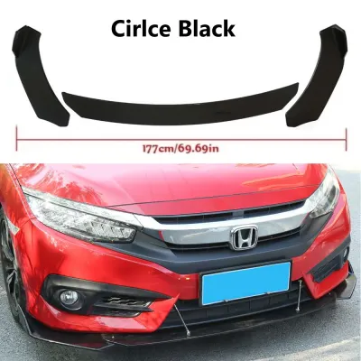 Honda Civic FC 2016-2021 Front Bumper Diffuser Lip Wrap Angle Splitters Spoiler Side Skirt Rear Skirt Black / Carbon