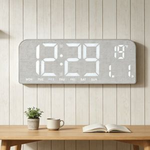 ZG285 Multi-functional Digital Alarm Clock Temperature Display Wood Wall Clock Modern Decoration LED Display Desk Clock Home Use