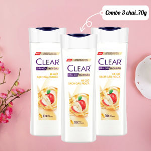 Dầu Gội Clear Táo 70g – Combo 3 Chai – Sạch Gàu Mát Lạnh Hương Táo Thơm Lâu Mini Du Lịch Tiện Lợi