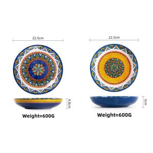 Omk phong cách Mỹ underglaze gốm 9 inch sâu tấm bát đựng sa lát Havana loạt