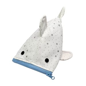 SJJL Shark Shaped Pencil Case Portable Large Capacity Pen Bag Cute Shining Star Print Pencil Pouch Gift
