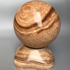 CẦU BI ĐÁ SPENTINE VÀNG VÂN GỖ ĐK 19 CM