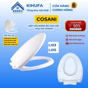 Nắp Bồn cầu Đóng Rơi Êm thay thế chuẩn đẹp cầu COSANI -  LI03 LI05 nắp bàn cầu Trắng Cao Cấp Chống Bám Bẩn N0K7