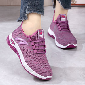 Womens cloth shoes single shoes flying mesh slip-on shoes for women casual sports shoes