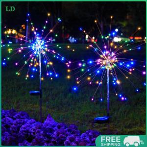 2Pcs Solar Fireworks Lights 8 Lighting Modes Solar Outdoor Garden Lights Solar Fairy Light for Yard Garden Flowerbed Party Decor