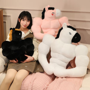 JOJO CASTLE Creative Funny Muscle Horse Plush Toy Cartoon Stuffed Animals Horses Plushies Doll Anime 40/50/60cm Soft Pony Doll Baby Appease Pillow for Girls Gift for Girlfrien Children