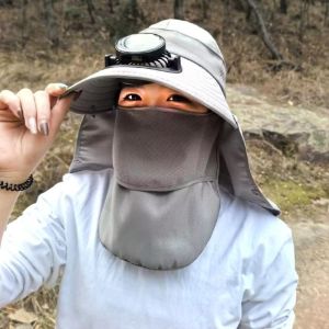 Quick Dry Solar Fan Hat Solar Charging Breathable Summer Fan Visor Cap USB Charging UV Protection Fishing Bucket Hat Hiking