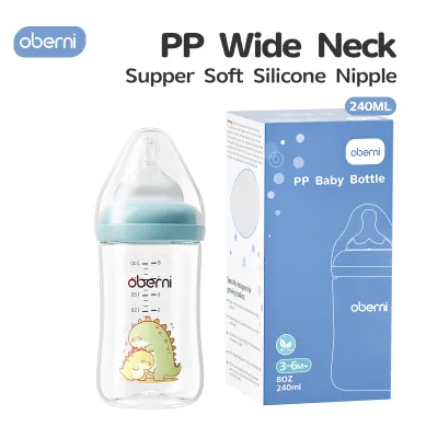 Oberni Baby Feeding Bottle with Soft Slow Flow Nipple 120ml Wide Neck Anti Colic BPA Free