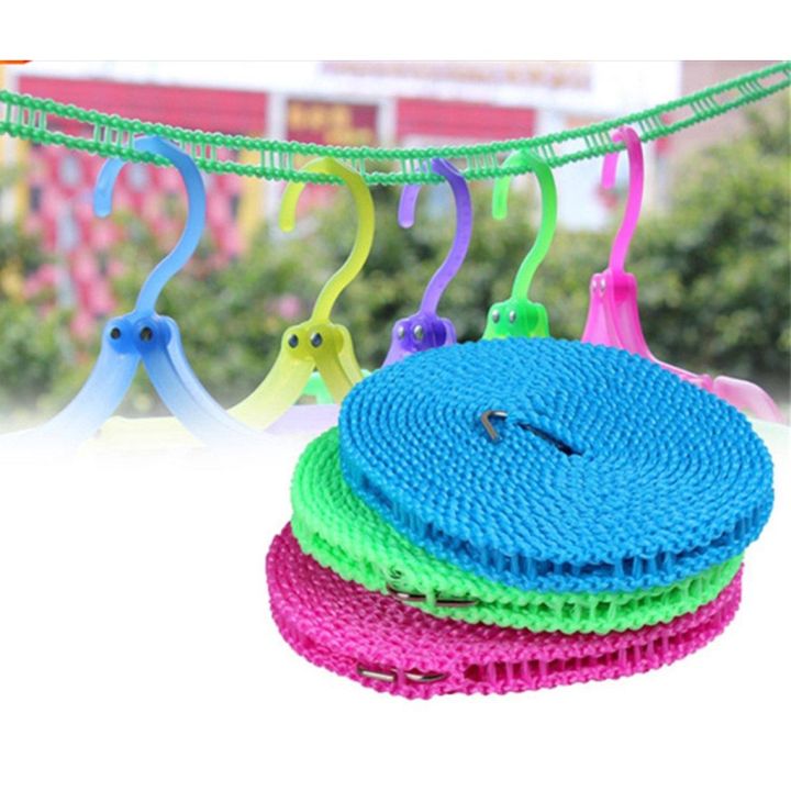 Nylon Clothesline Windproof Clothes Drying Rope Travel Clothes Line  Portable Laundry Line Hanger Rope for Indoor Outdoor Camping Home Hotel  Random Color