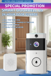[SG Stock] Wireless Video Doorbell with Solar Rain Cover - Voice Changing Intercom - 24H Monitoring & Long Standby Battery