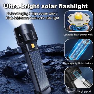 Solar Flashlight Multifunctional Portable Emergency Light