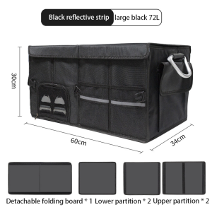 Car Storage Box 72L Oxford cloth storage box Boot Organizer Multifuntional Car Truck Storage Box Foldling Storega Box Pockets for Vehicle Foldable Soft Felt Auto Car Boot Organizer Auto Organizers Bag