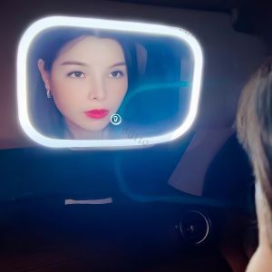 Portable HD Sun Visor Mirror LED Light Dimmable Touch Control Eye-Care