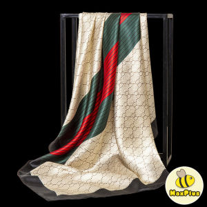 MaxPlus Vintage Print Scarf Female 90*90cm Satin Large Square Scarf 2023 New Fashion Square