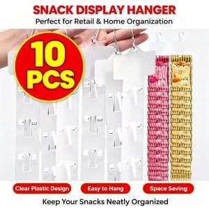 【10pcs】Station Hanging Strips Plastic Display Merchandise Strip with Hooks for Retail Display